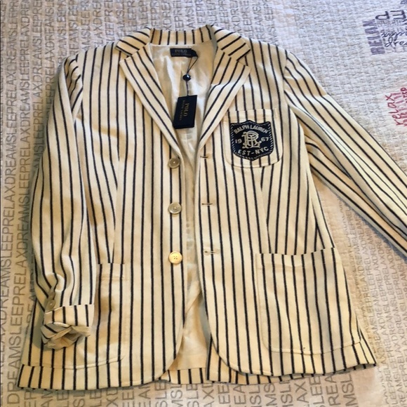 Navy and cream striped blazer - Picture 1 of 4
